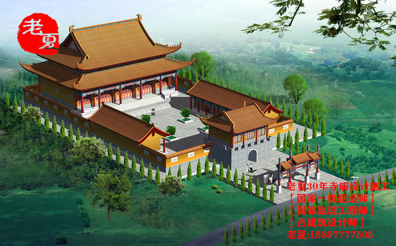 2023年，江苏寺庙设计效果图鸟瞰图方案，宏伟大气！江苏寺院建筑设计图纸